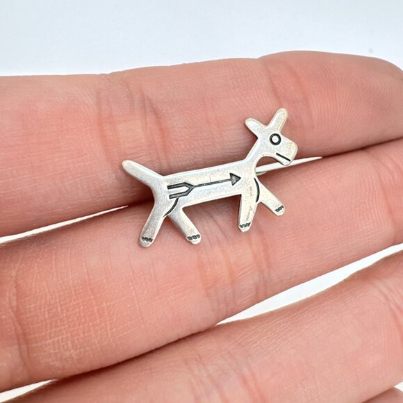VTG Sterling Silver 925 Dog Arrow Native American Brooch Size 0.75" Length - Picture 3 of 8